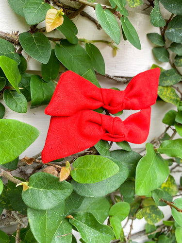 Bow Set Clips- Candy Apple