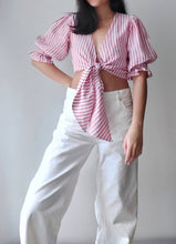 Load image into Gallery viewer, Sarah Tie Top-Red Stripes linen